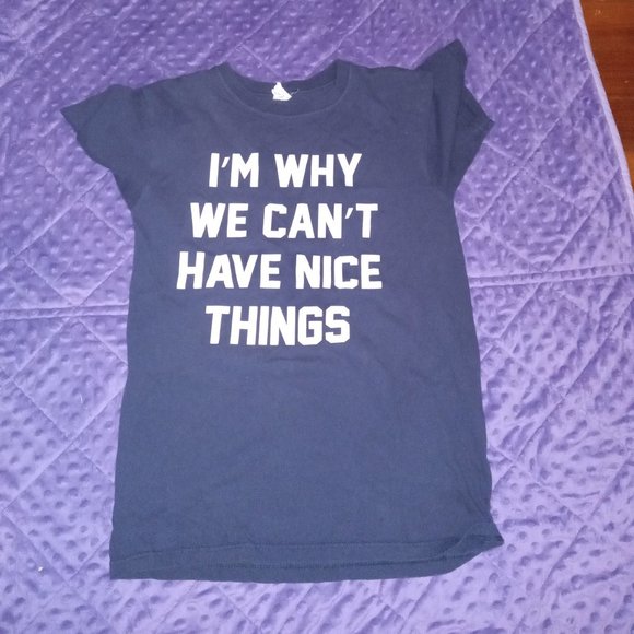 I'm Why We Can't Have Nice Things Funny T Shirt Small Blue - Picture 2 of 2